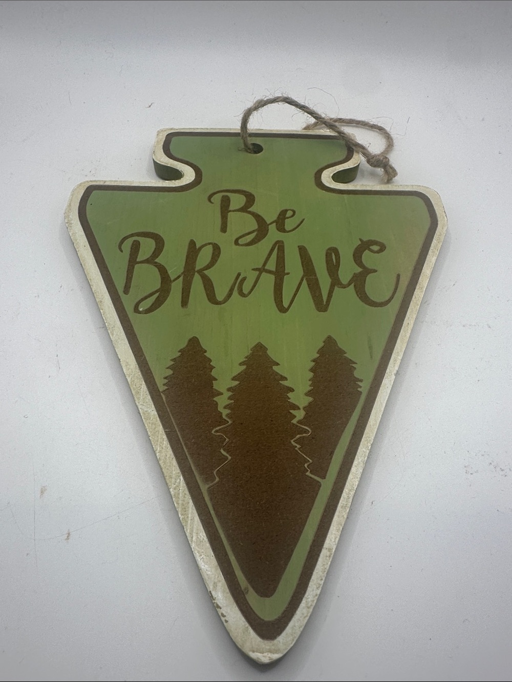 Be Brave Green Wooden Wall Hanging - Rustic Tree Decor